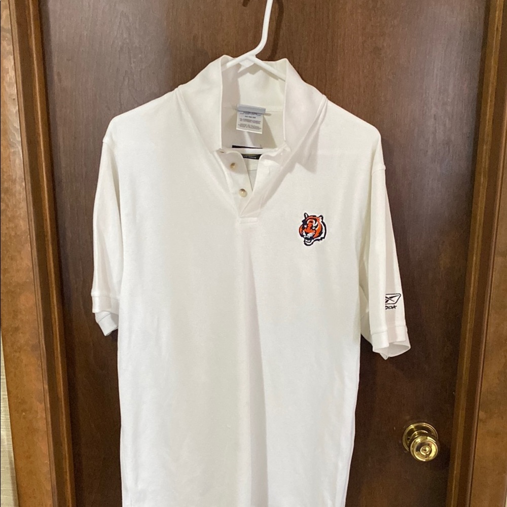 White Cincinnati Bengals Polo Shirt with Embroidered Logo